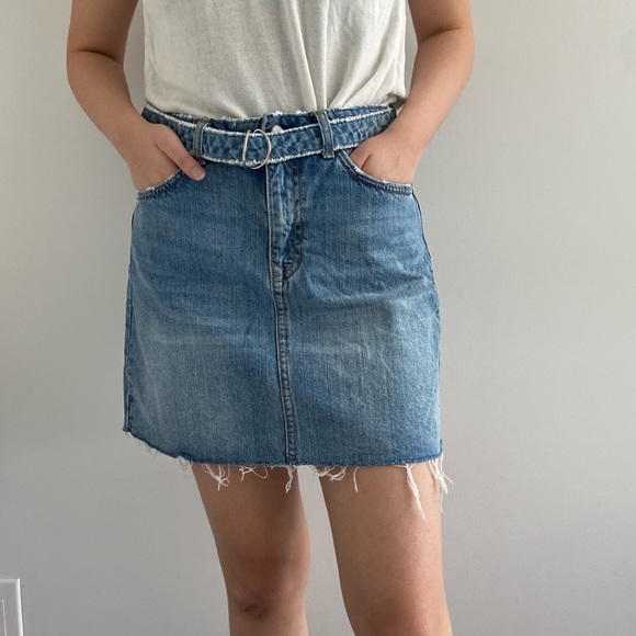 Zara Denim Mini Skirt with Belt - Picture 1 of 4